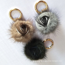 genuine fur pompoms key chain mink fur flower keychain